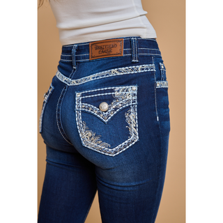 Westfield Eagle Women's Embroidered Flare Bling Jeans