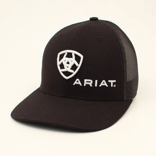 Ariat White Shield Black Trucker Hat