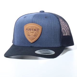 Ariat Leather Logo Blue Trucker Hat