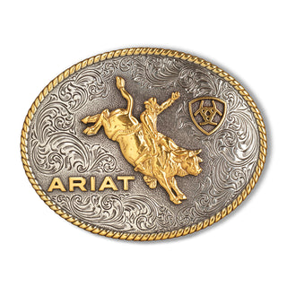 Ariat Buckle Oval Rope Edge BullRider Antique Silver And Gold