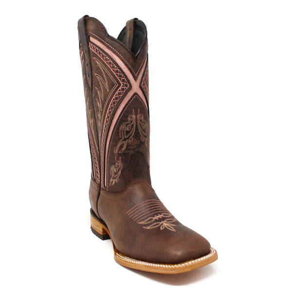"Aurora" Artillero Women's Cowboy Boot - Brown/Pink