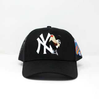 NY Rooster Black Embroidered Trucker Hat