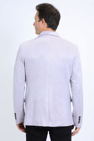 Back view of men’s faux suede blazer by Platini