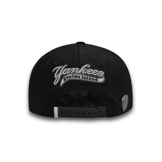 Back view of NY Black/Gray Snapback Hat with “Yankees Staten Island” embroidery
