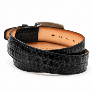 Los Altos Caiman Belly Square Buckle Belt- Black