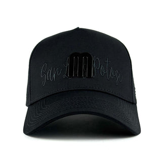 Black “San Luis Protosi” M Hat by Forty Five featuring raised M logo and embroidered San Luis Protosi text.