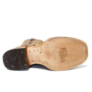 Bottom view of Artillero men’s cowboy boot with leather sole and Artillero logo branding