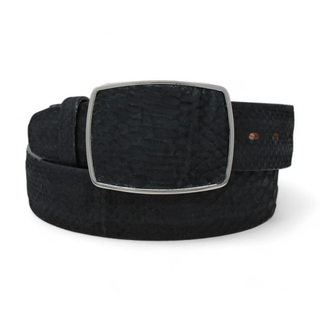 Los Altos Python Nubuck Belt with Square Buckle - Black