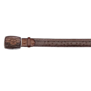 Los Altos Ostrich Perforated Belt in Faded Brown