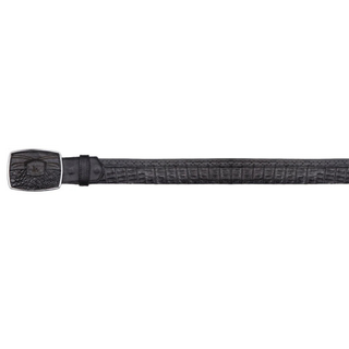 Los Altos Caiman Belly Belt with Square Buckle - Black