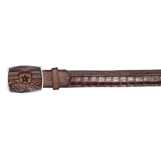 Los Altos Caiman Belly Belt with Square Buckle - Faded Brown