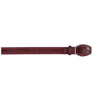 Los Altos Lizard Belt with Western Oval Square Buckle - Faded Burgundy