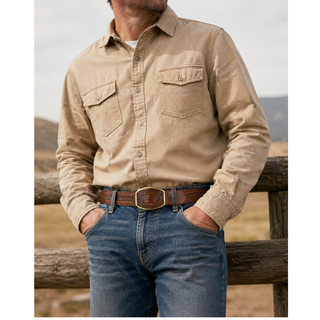 Los Altos Python Laser Belt with Western Oval Buckle - Porto Brown