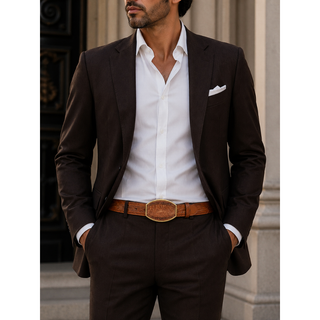 Los Altos Caiman Belly Laser Belt with Square Buckle - Lisboa Cognac
