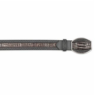 Los Altos Caiman Belly Laser Belt with Square Buckle - Porto Gray