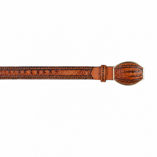 Los Altos Caiman Belly Laser Belt with Square Buckle - Porto Honey