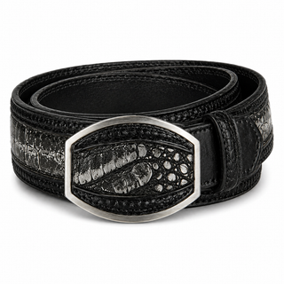 Los Altos Caiman Belly Laser Belt with Square Buckle - Sahara Black