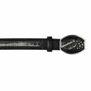 Los Altos Caiman Belly Laser Belt with Square Buckle - Sahara Black