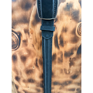 Los Altos Nubuck Laser Design Belt with Square Buckle - Black