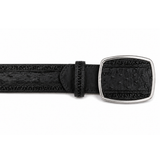 Los Altos Ostrich Laser Belt with Buckle - Black