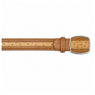 Los Altos Smooth Ostrich Laser Belt with Buckle - Moka