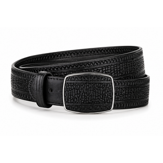 Los Altos Shark Laser Belt with Square Buckle - Rustic Black