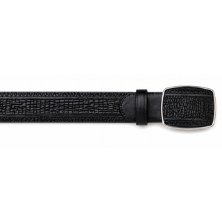 Los Altos Shark Laser Belt with Square Buckle - Rustic Black