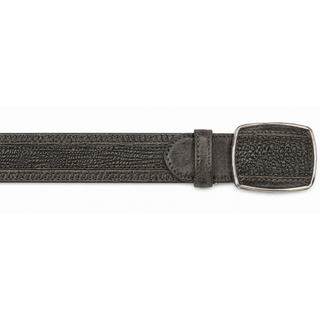Los Altos Shark Laser Belt with Square Buckle - Rustic Gray