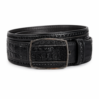 Los Altos Caiman Belly Laser Belt with Square Buckle - Black