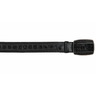 Los Altos Caiman Belly Laser Belt with Square Buckle - Black