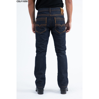 Back view of Platini Men’s Slim Bootcut Jeans in Dark wash with embroidered pockets