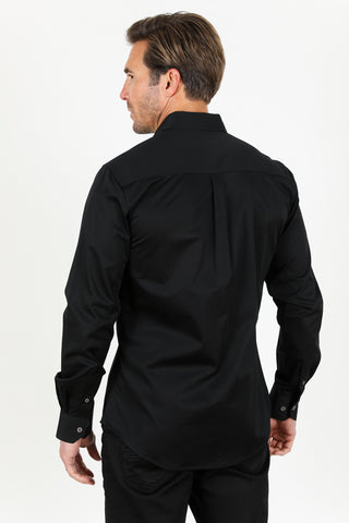 Platini Men's Modern Fit Black Dress Shirt