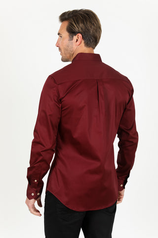Platini Men's Modern Fit Burgundy Dress Shirt