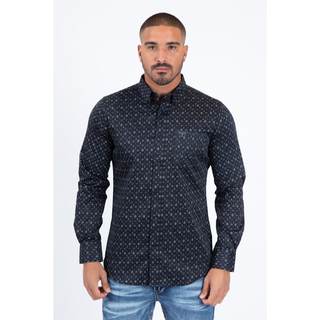 Platini Men’s Satin Cotton/Spandex Shirt - Black