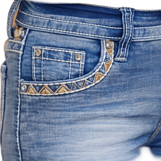 Women's Western Embroidered Butterfly Denim Shorts