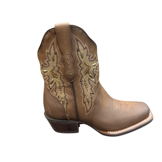 Rio Grande Diana women's western boot tan leather side view with embroidery