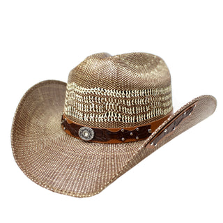 Ladies Bangora Urban Studded Rustic Country Hat- Café
