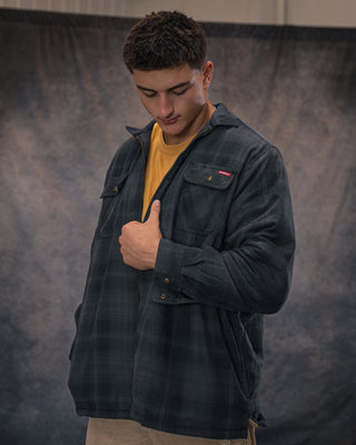 Wolverine Sherpa Lined Zip Shirt Jacket - Dark Slated Plaid