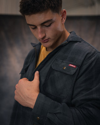 Wolverine Sherpa Lined Zip Shirt Jacket - Dark Slated Plaid