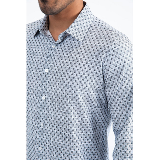 Mens Modern Fit Stretch Foiled Black Long Sleeve Shirt