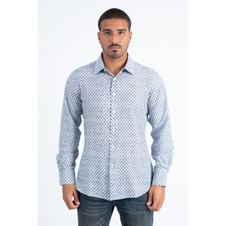 Mens Modern Fit Stretch Foiled Black Long Sleeve Shirt