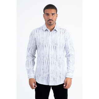 Mens Modern Fit Stretch Foil Fashion Shirt- White