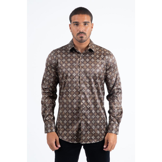 Mens Modern Fit Stretch Foil Fashion Shirt