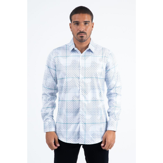Mens Modern Fit Stretch Foil Fashion Shirt- White