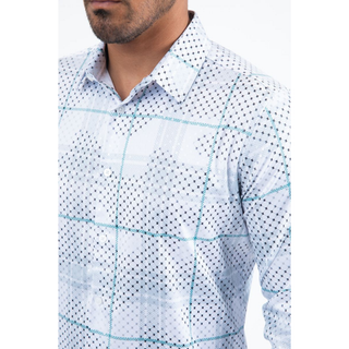 Mens Modern Fit Stretch Foil Fashion Shirt- White