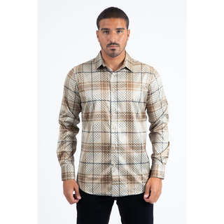 Mens Modern Fit Stretch Foil Fashion Shirt