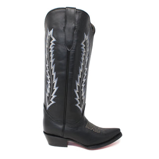 Women’s Ranchers Black Leather Knee-High Western Boot – Full Side Profile