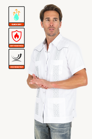 Men's Modern White GUAYABERA Shirt