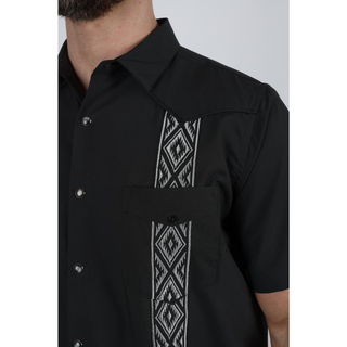 Men's Modern Fit Black GUAYABERA Shirt- Charcoal