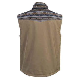 Hooey Softshell Vest- Tan w/ Tan & Brown Aztec Pattern